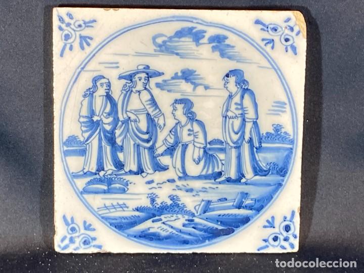 Azulejo De Cer Mica Azul Sobre Blanco Delft Vendido En Venta