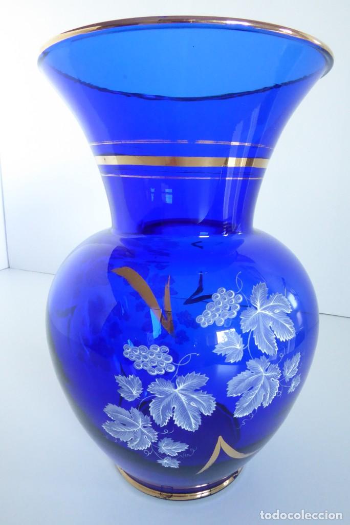 Jarr N O Florero Grande De Cristal Azul Cobalto Comprar Objetos