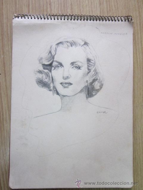 dibujo a lapiz de marylin monroe original en u Comprar Dibujos Contemporáneos siglo XX en