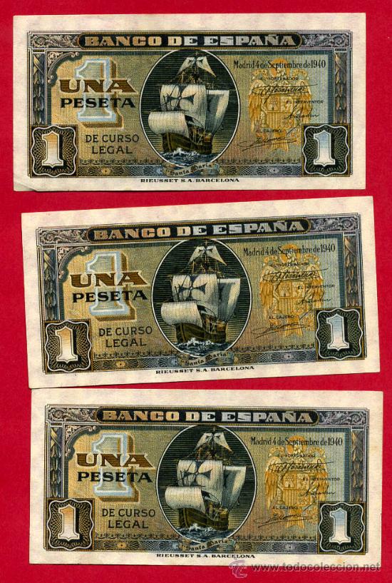 Trio De Billetes Peseta Septiembre Co Comprar Billetes