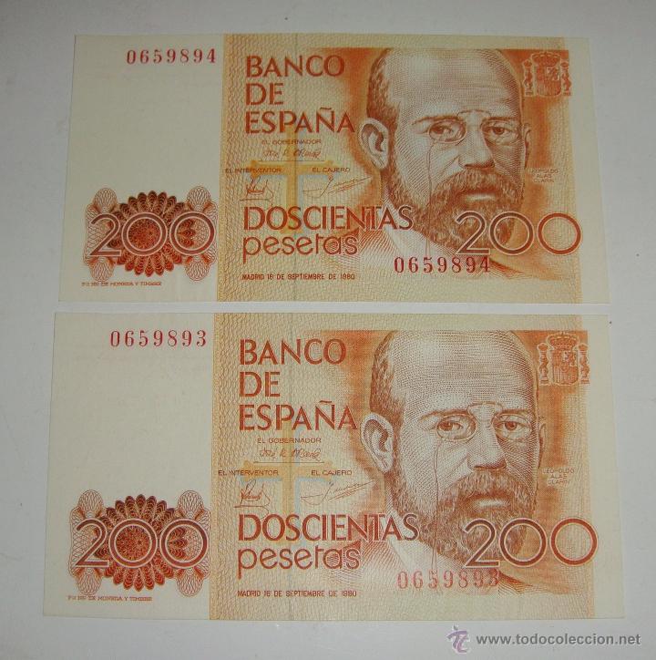 200 Pesetas 1980 Pareja Correlativa Sin Seri Comprar Billetes