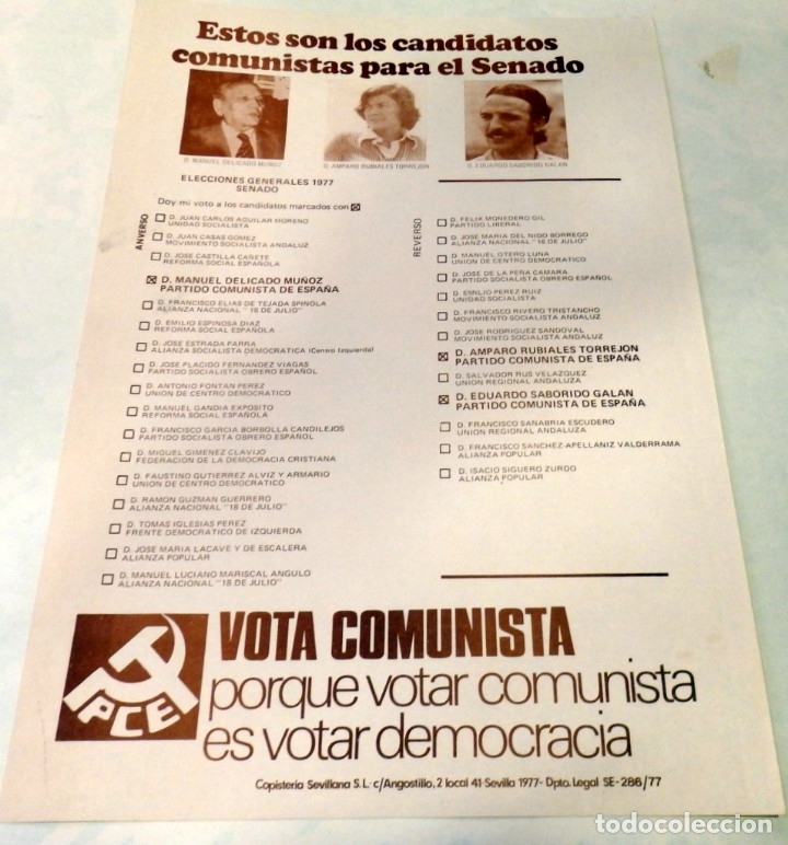 Sevilla Cartel Candidatos Al Senado Part Comprar Carteles