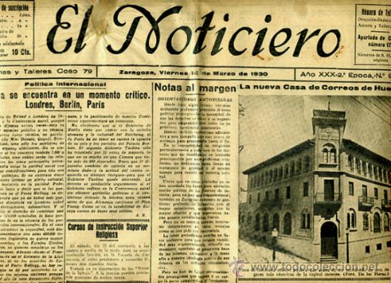 Periodico El Noticiero Zaragoza Marzo Comprar Revistas Y