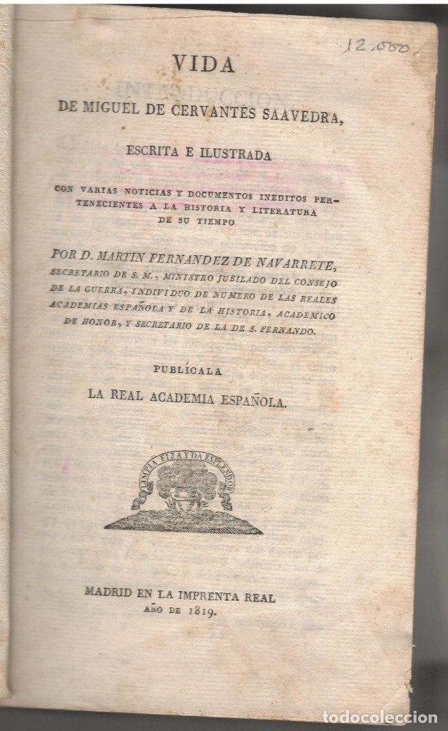 Vida De Miguel De Cervantes Saavedra Escrita E Comprar Libros