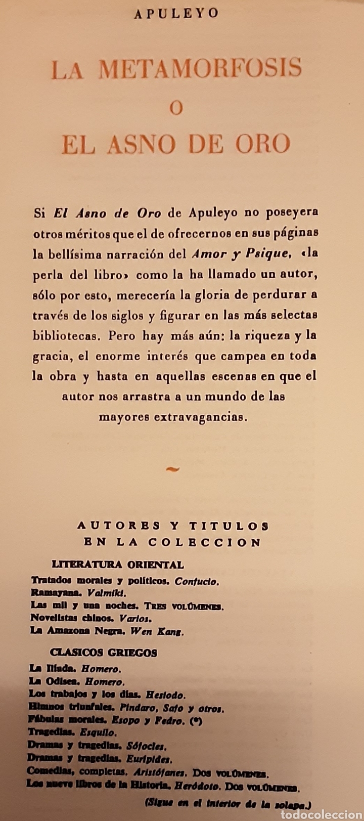 Apuleyo La Metamorfosis O El Asno De Oro Edit Comprar Libros