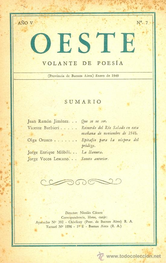 Resultado de imagen de oeste volante de poesia 1949