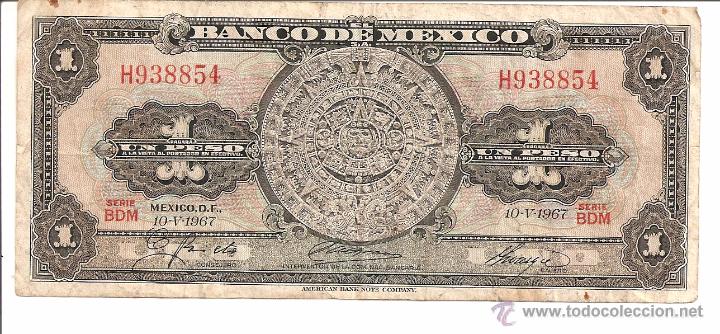 Escaso Billete Del Banco De Mexico 10 V 1967 Un Vendido En Venta