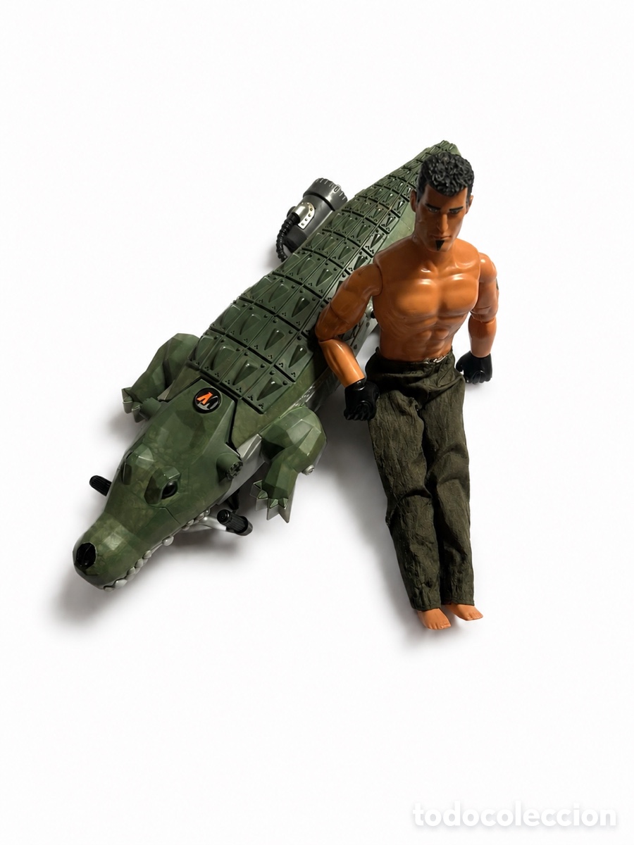 Action man: Figura Action Man submarinista con cocodrilo veh&iacute;culo accesorio Hasbro vintage a&ntilde;os 90