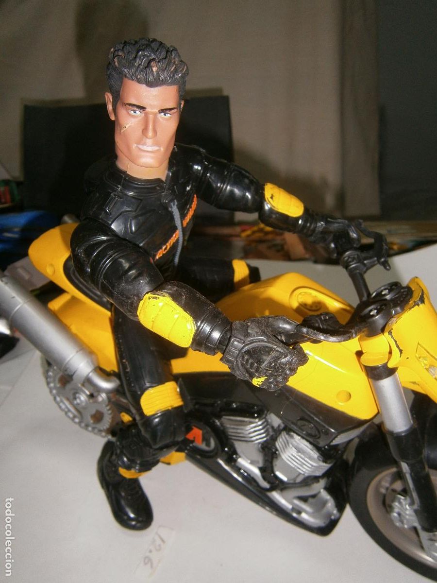Action man: ANTIGUO ACTION MAN PILOTO CON MOTO DEPORTIVA DE GRAN TAMA&Ntilde;O