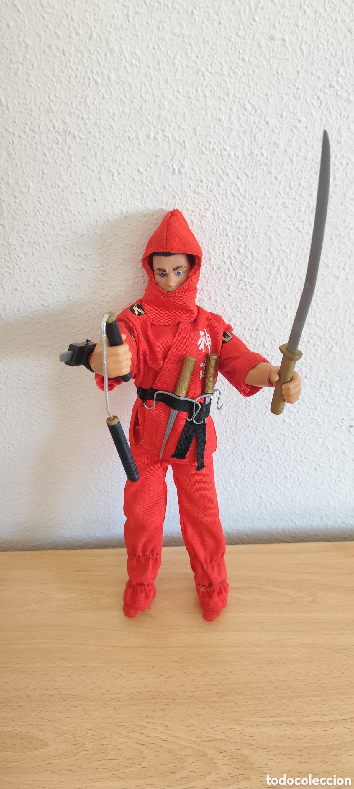 Action Man: Lote Action Man Ninja Rojo + Moto Fast Lanza Discos Hasbro Funciona - Original