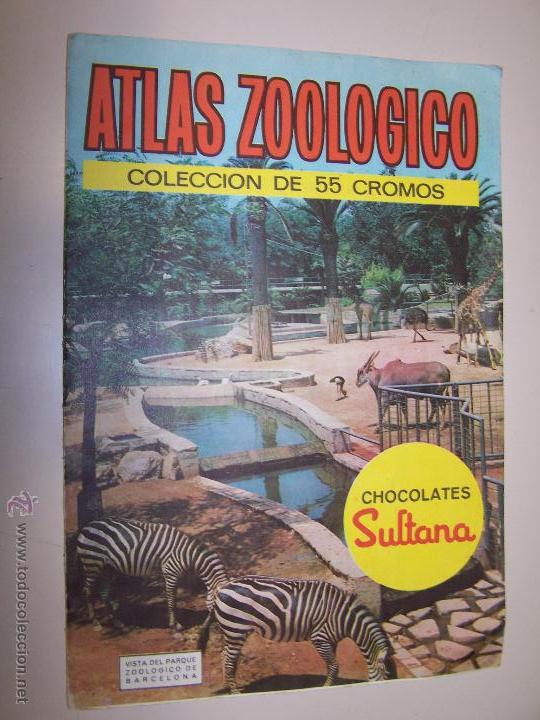 Collectable Albums: Atlas Zoologico. Colecci&oacute;n de 55 cromos. Chocolates Sultana. 1965