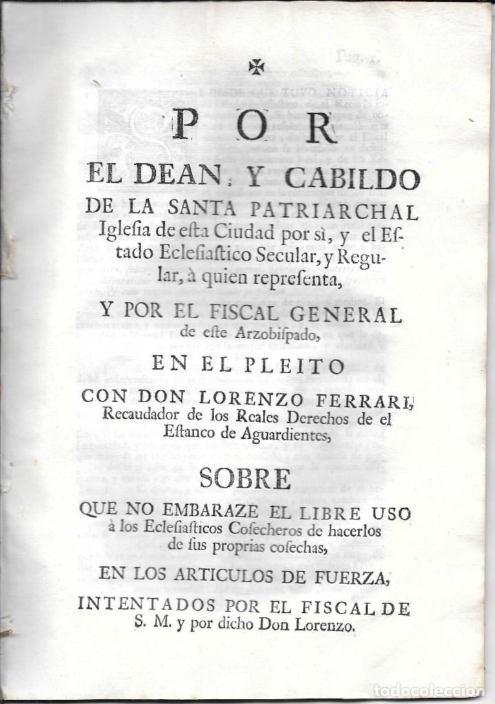 Collezionismo &Aacute;lbum: SEVILLA, 1737. PLEYTO ESCLESI&Aacute;STICOS COSECHEROS POR RECAUDADOR DERECHOS ESTANCO AGUARDIENTES