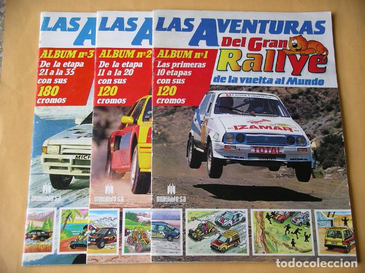 Colecionismo Caderneta: Album Las aventuras del gran rallye n&ordm; 1 2 y 3, completo 420 cromos, ed. Multilibro, 1988, EXC
