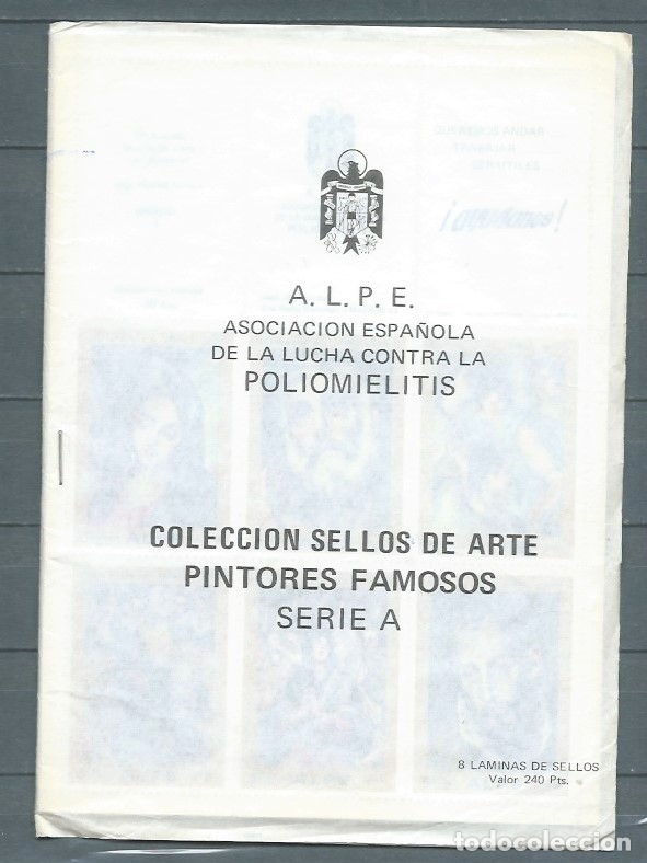 Collectable Albums: ALPE,Asociaci&oacute;n espa&ntilde;ola de lucha contra la poliomelitis,8 l&aacute;minas de sellos sin valor postal