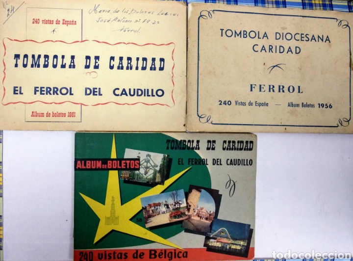 Colecionismo Caderneta: 3 &Aacute;lbumes de boletos T&oacute;mbola de Caridad El Ferrol del caudillo.