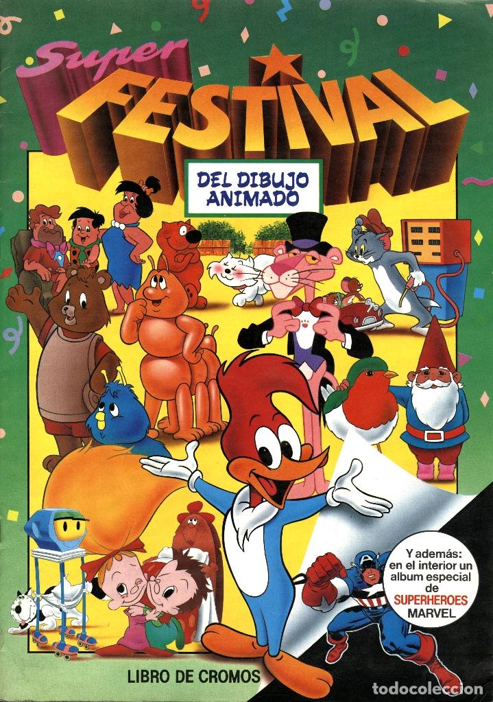 Colecionismo Caderneta: SUPER FESTIVAL DEL DIBUJO ANIMADO (ESTE, 1988) ALBUM COMPLETO: 174 CROMOS + SUPERH&Eacute;ROES