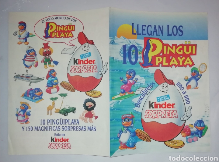 Coleccionismo &Aacute;lbum: Folleto pegatinas KINDER SORPRESA LLEGAN LOS 10 PING&Uuml;I PLAYA con adhesivos