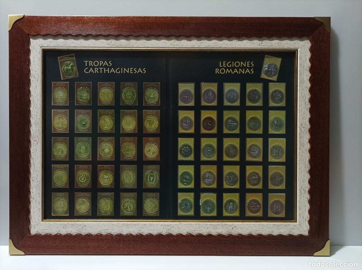 Colecionismo Caderneta: Album de sellos met&aacute;licos. Fiestas Carthagineses y romanos de Cartagena. Completo. Enmarcado.