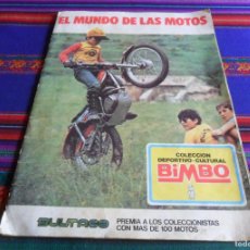 Coleccionismo Álbum: FOTOS DE TODO EL ÁLBUM, EL MUNDO DE LAS MOTOS COMPLETO BIMBO 1976. CON CUPÓN Y TABLILLA SIN RELLENAR