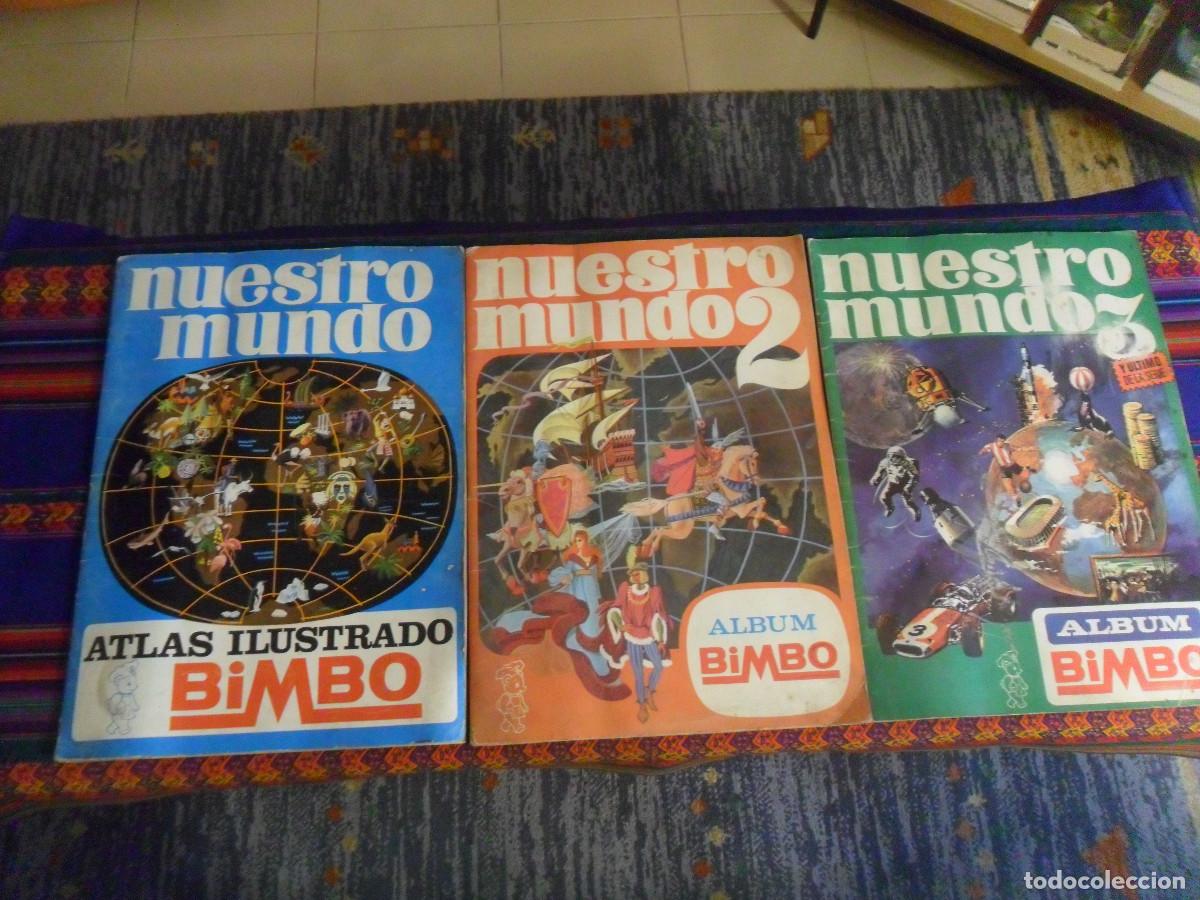 Coleccionismo &Aacute;lbum: NUESTRO MUNDO 1 ATLAS ILUSTRADO, NUESTRO MUNDO 2 Y NUESTRO MUNDO 3 COMPLETO PEL&Eacute; KUBALA. BIMBO 1968.