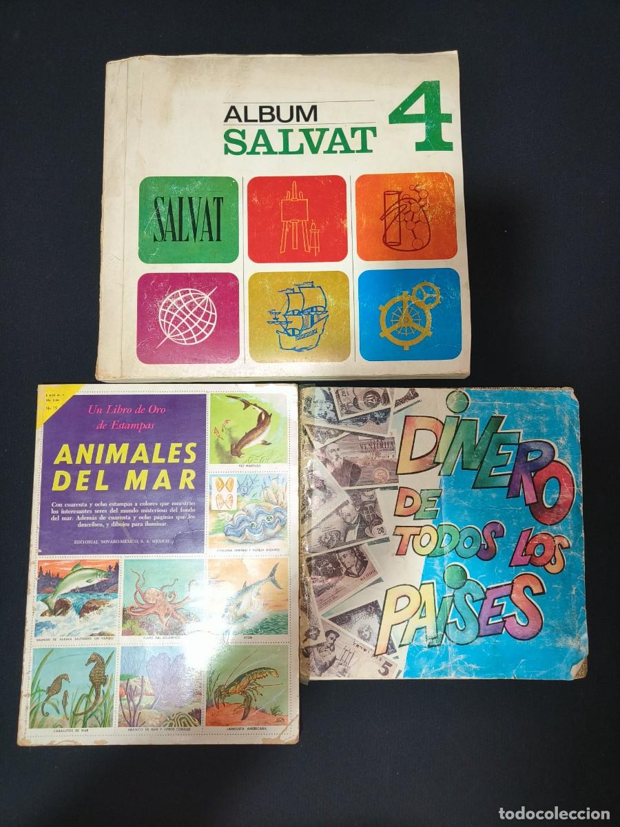 Coleccionismo &Aacute;lbum: 3 Albumes cromos completos a&ntilde;os 70 80 Salvat 4 + Animales del mar + Dinero de todos los paises