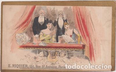 Coleccionismo &Aacute;lbum: &rdquo;Cromo-Postal (10,5x6,5 cm) En la &oacute;pera. Publicidad de E. Riquier. Fabricante de Relojer&iacute;a Nacional.