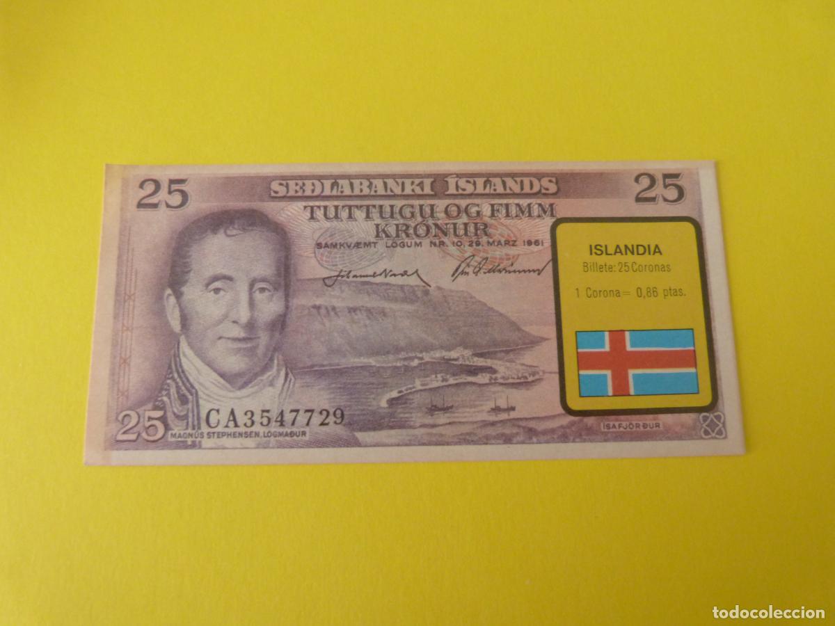 Coleccionismo &Aacute;lbum: CROMO ISLANDIA DESPEGADO N&ordm; 124 A&Ntilde;O 1974 ALBUM BILLETES DEL MUNDO ESTE