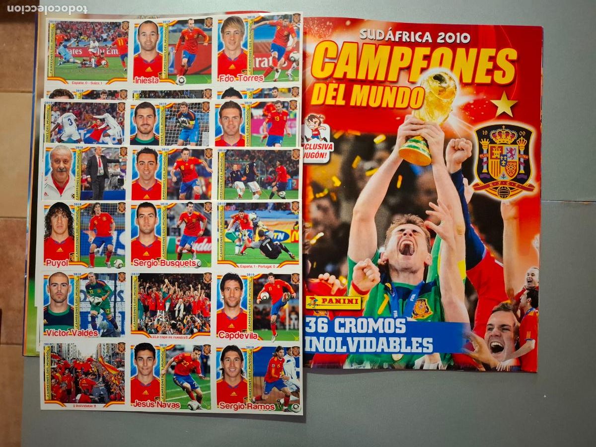 Coleccionismo &Aacute;lbum: COLECCI&Oacute;N COMPLETA CAMPEONES DEL MUNDO ALBUM DE 36 CROMOS COMPLETO EXTRA JUGON PANINI MUNDIAL2010