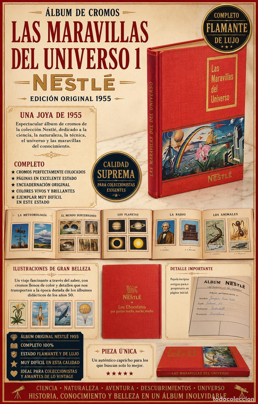 Coleccionismo &Aacute;lbum: LAS MARAVILLAS DEL UNIVERSO 1 | NESTL&Eacute; 1955 | COMPLETO | FLAMANTE | DE LUJO
