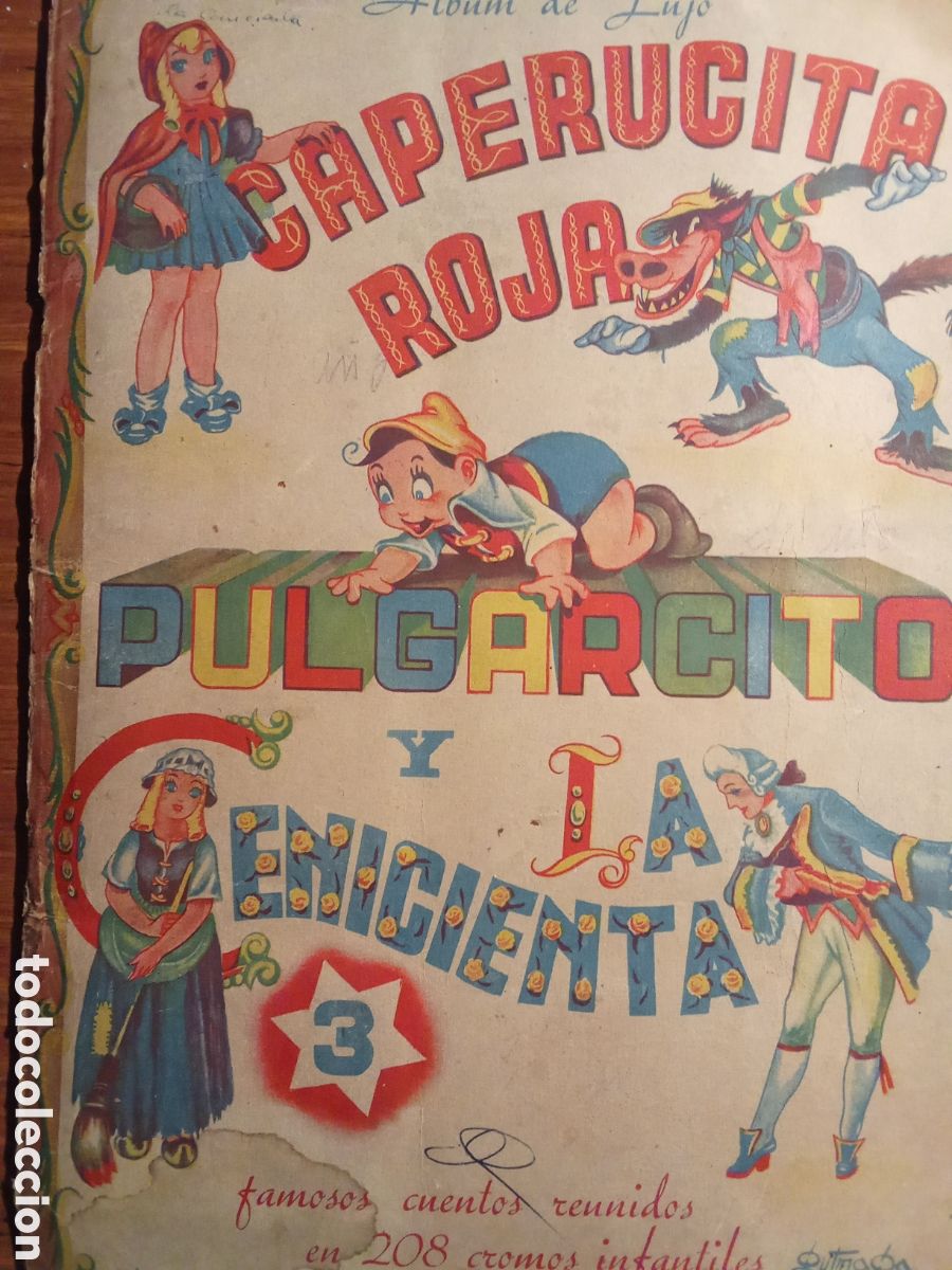 Coleccionismo &Aacute;lbum: Albun de cromos cuentos ,PULGARCITO,CAPERUCITA;CENICIENTA 1940 ed FHER COMPLETO