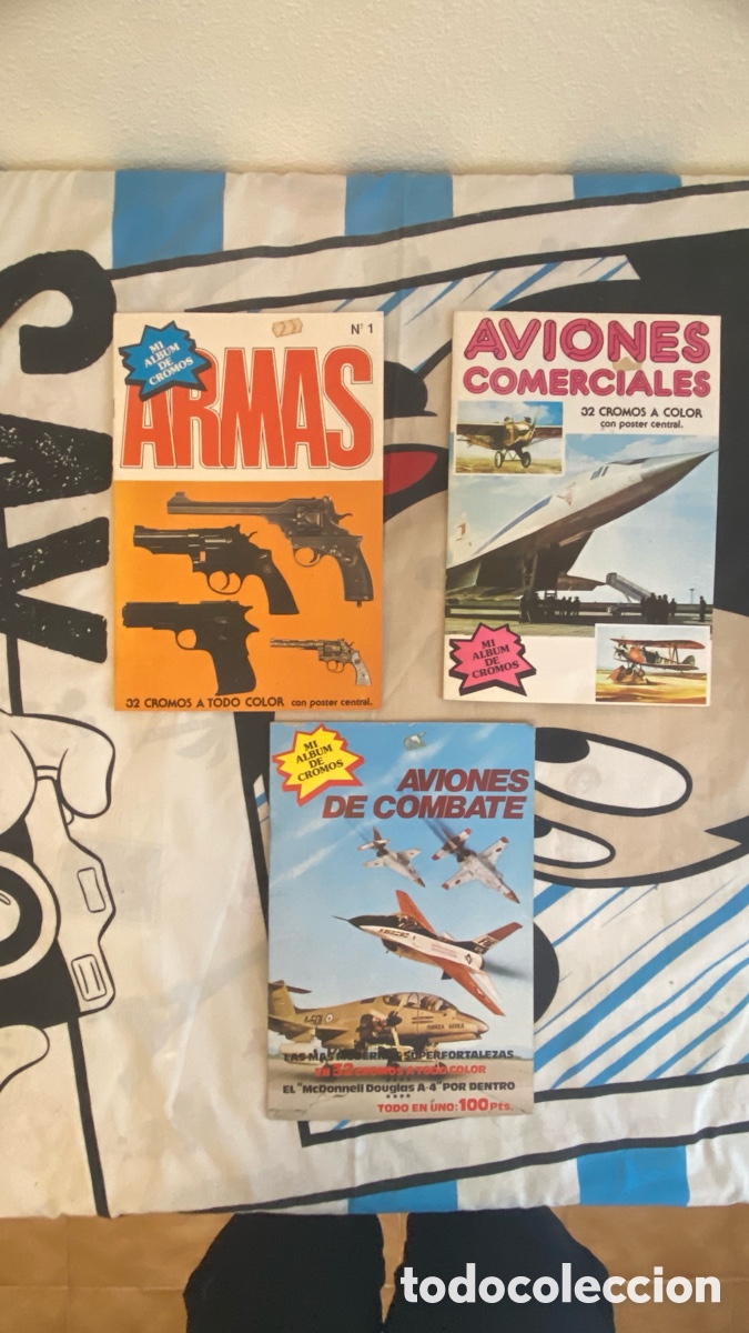 Coleccionismo &Aacute;lbum: Lote 3 &Aacute;lbumes Vac&iacute;os y Todos sus Cromos Armas N&ordm;1, Aviones Comerciales y Aviones de Combate