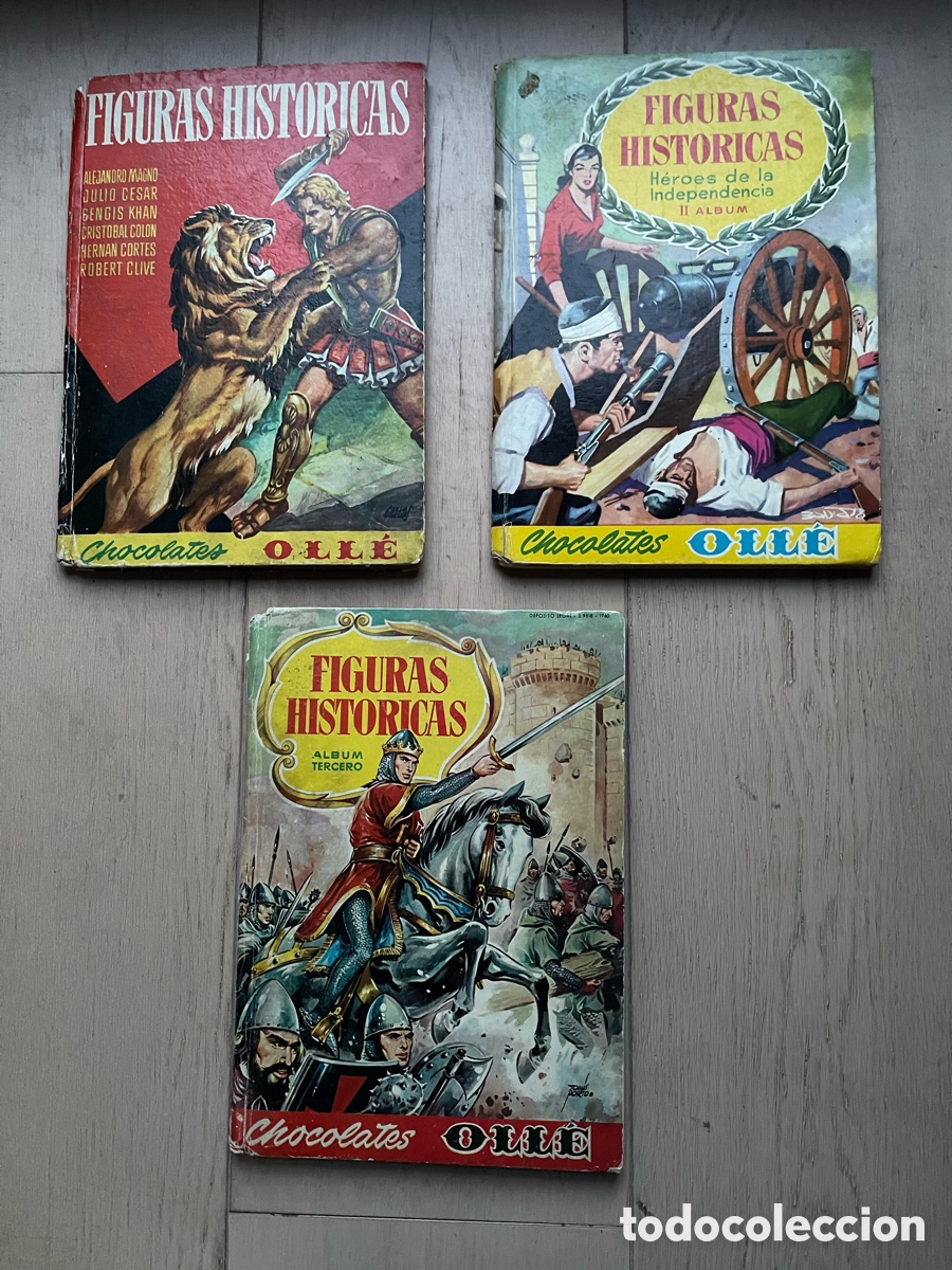 Coleccionismo &Aacute;lbum: Figuras hist&oacute;ricas. 3 &aacute;lbumes de cromos completos de Chocolates Oll&eacute;