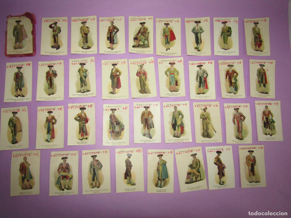 Coleccionismo &aacute;lbum: Antigua Colecci&oacute;n Completa de 35 TOREROS C&Eacute;LEBRES Sobre Cu&ntilde;ados Valencia C.F. A&ntilde;o 1920s.