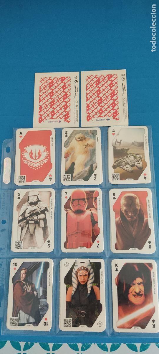 Coleccionismo &aacute;lbum: COLECCION COMPLETA DE BARAJA POKER CARREFOUR STAR WARS SIN PEGAR CON 63 CROMOS A&Ntilde;O 2021 DE CARREFOUR