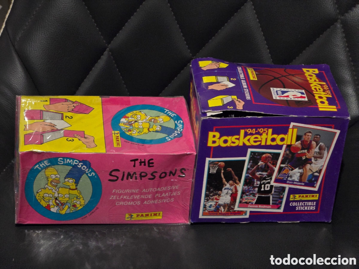 Coleccionismo &aacute;lbum: 2 cajas 100 sobres cada una Simpsons y NBA 94/95 Panini