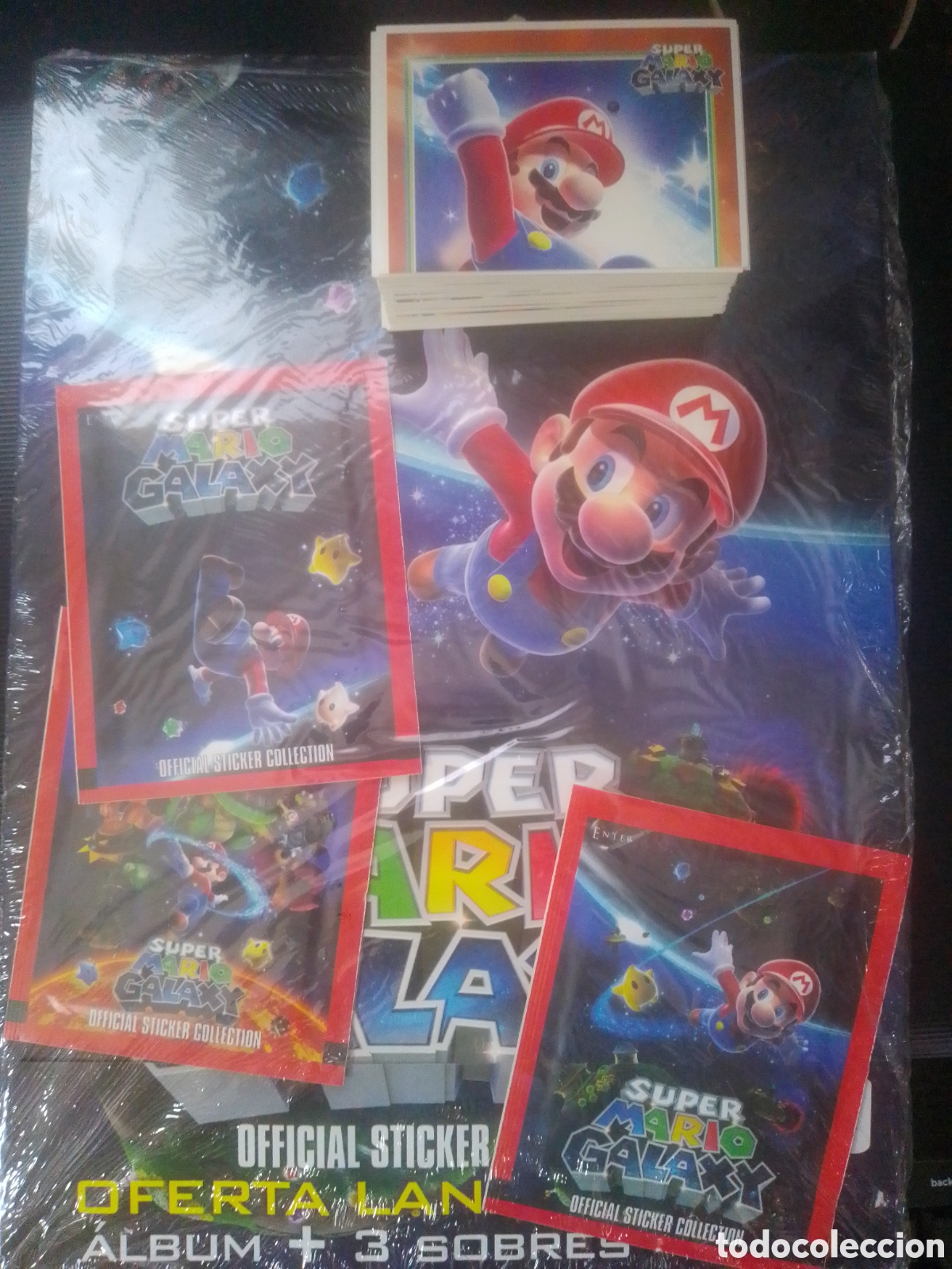 Coleccionismo &aacute;lbum: &Aacute;lbum Super Mario Galaxy + 3 Sobres con tres dise&ntilde;os + 156 cromos. &iexcl;Completa!