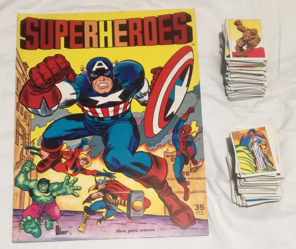 Coleccionismo &aacute;lbum: Album Superheroes, FHER 1981: Vacio y nuevo, de plancha + coleccion completa de 178 cromos