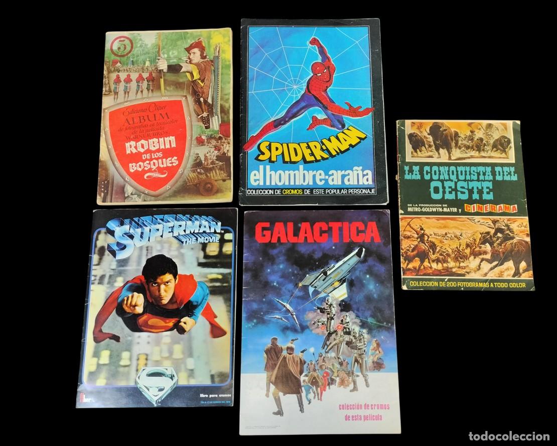 Coleccionismo &aacute;lbum: LOTE DE CINCO &Aacute;LBUMES DE CROMOS DE PEL&Iacute;CULAS. SUPERMAN, GALACTICA, ETC. ESPA&Ntilde;A. CIRCA 1970-80.