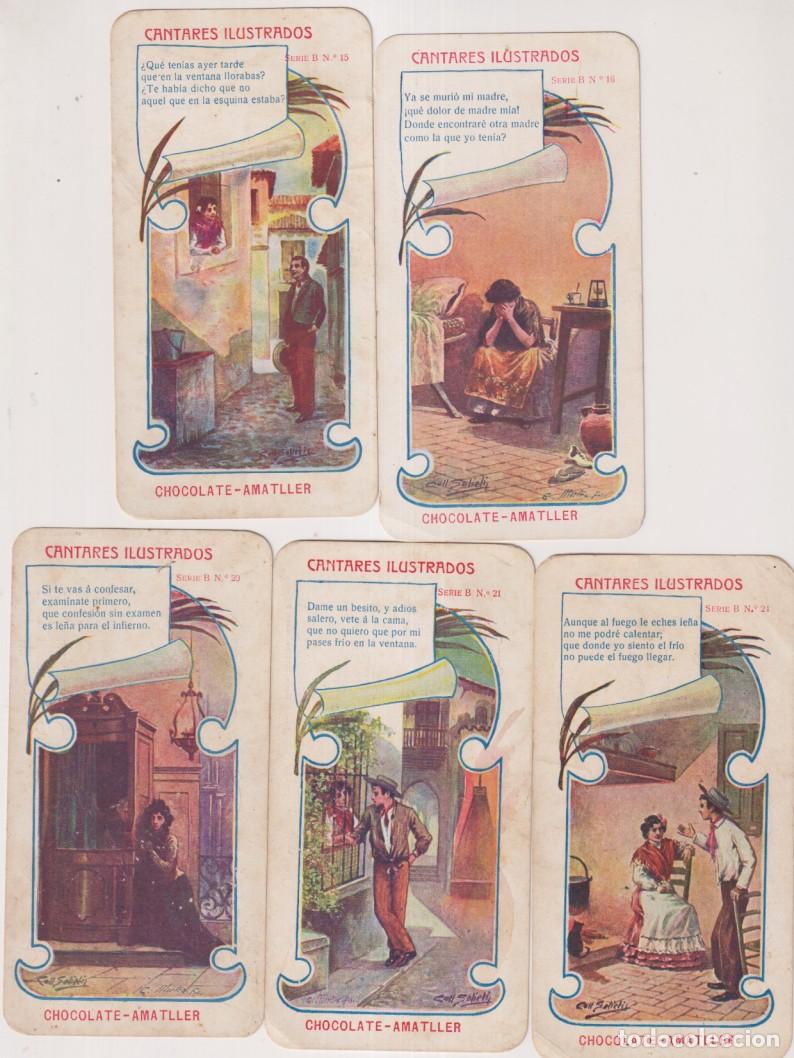 Coleccionismo &aacute;lbum: Lote de 5 Cromos (13,5x7 c.) Cantares Ilustrados de Chocolate Amatller. Serie B n&ordm; 15, 16, 20, 21, 2