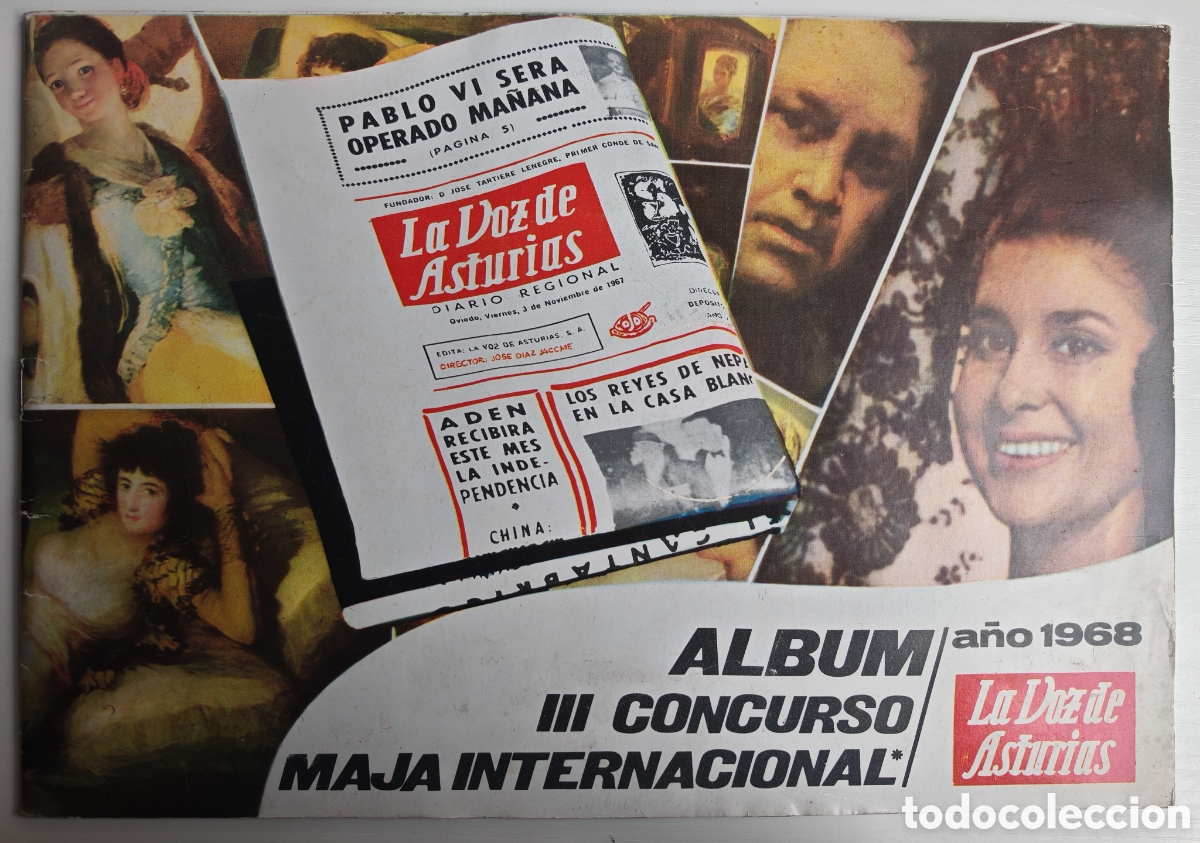 Coleccionismo &aacute;lbum: &Aacute;lbum de cromos III concurso Maja Internacional 1968 La Voz de Asturias, prensa hist&oacute;rica