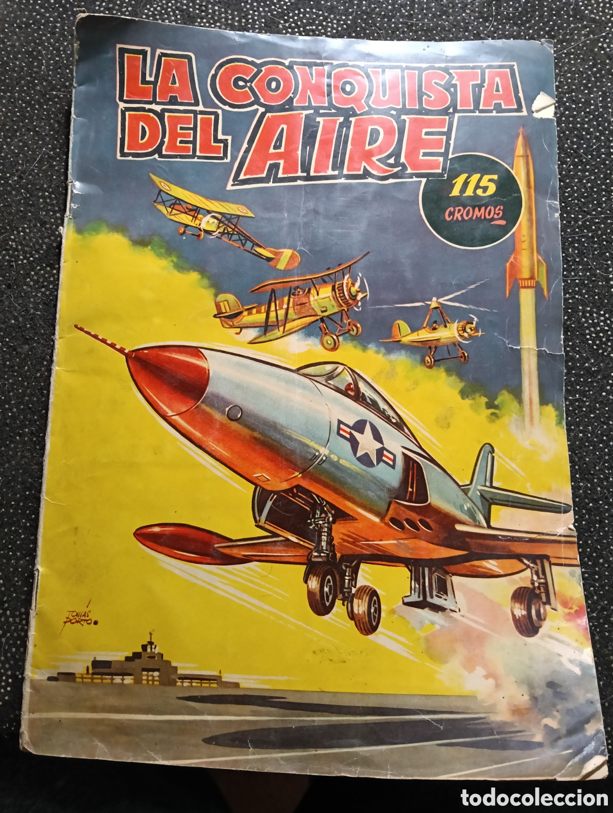 Coleccionismo &aacute;lbum: Album LA CONQUISTA DEL AIRE con 110 cromos, faltan 5, est&aacute; muy usado y tiene algunas p&aacute;ginas un poco