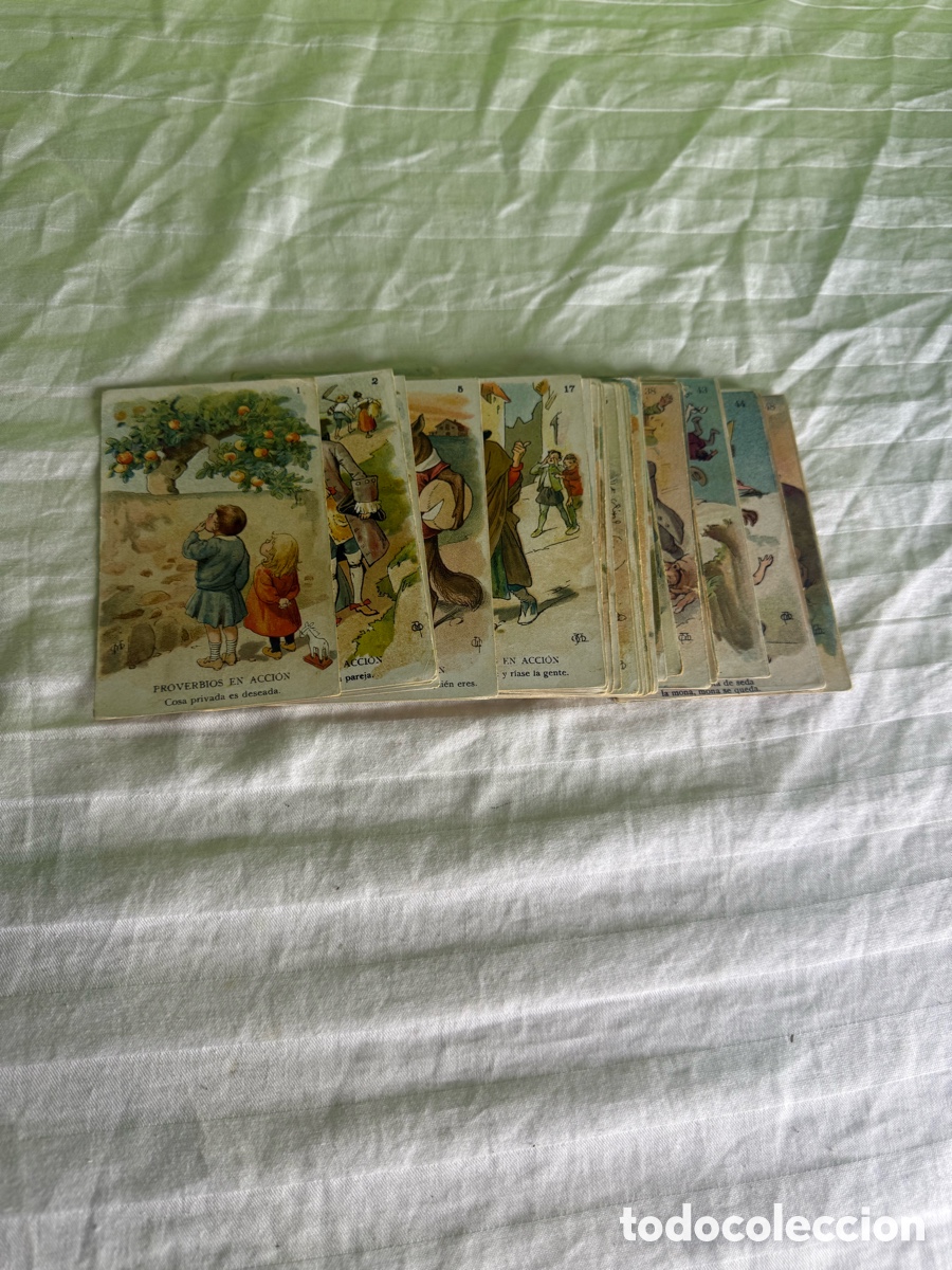 Coleccionismo &aacute;lbum: Colecci&oacute;n completa 48 cromos Chocolates Amatller &ndash; Proverbios en acci&oacute;n, Apel&middot;les Mestres,1905.