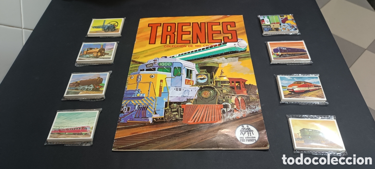 Coleccionismo &aacute;lbum: ALBUM DE CROMOS - &rdquo; TRENES &rdquo; - RUIZ ROMERO 1973 - COMPLETO - ALBUM VACIO PLANCHA + 190 CROMOS NUEVOS