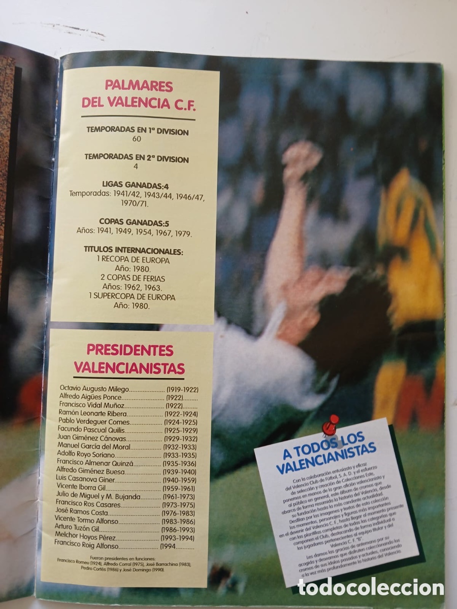 &Aacute;lbum de f&uacute;tbol completo: VALENCIA CF 1919 1996 - Foto 2
