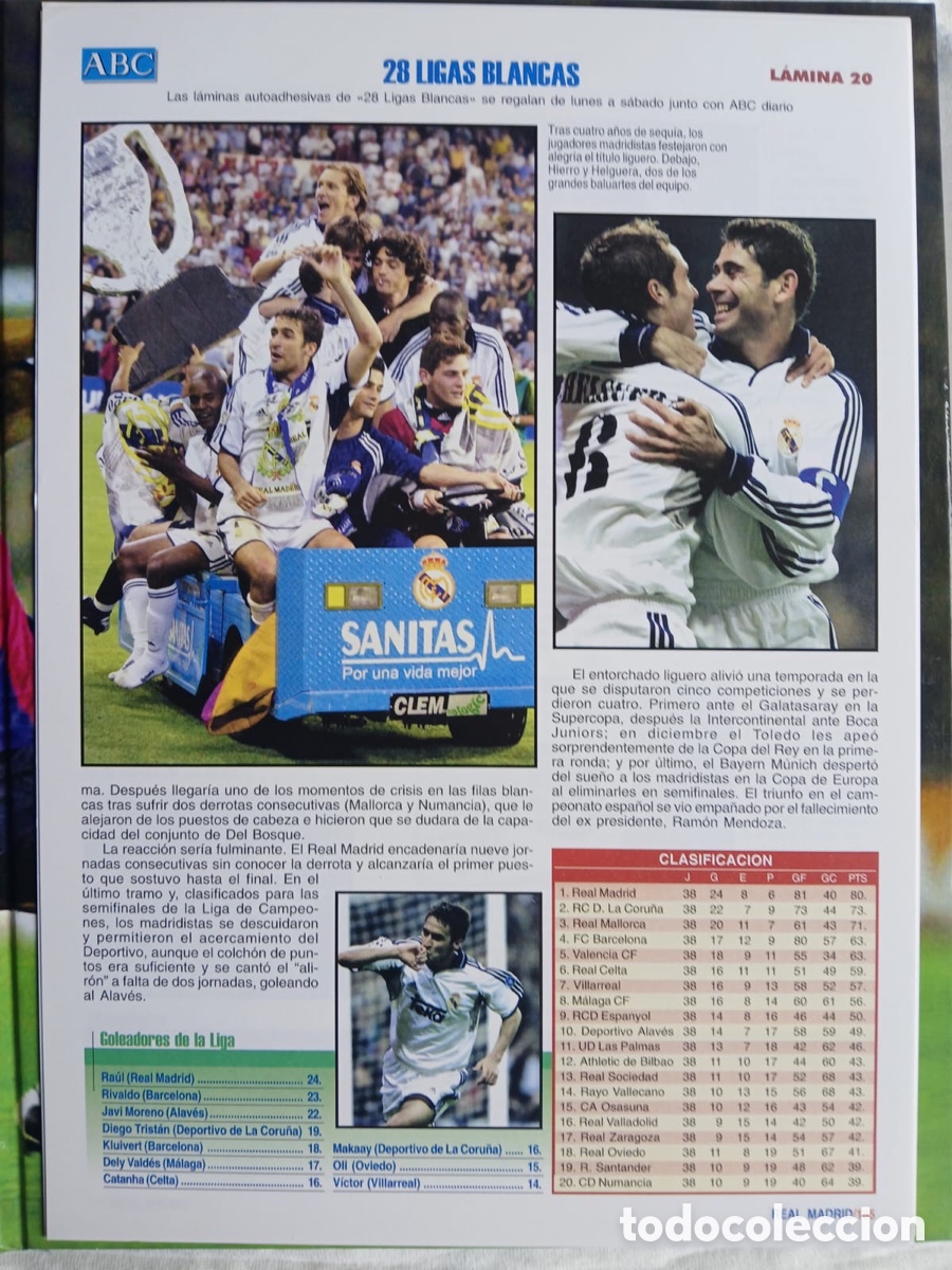 &Aacute;lbum de f&uacute;tbol completo: 2001 LAS 28 LIGAS BLANCAS ABC - Foto 19