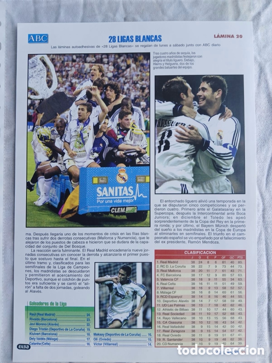 &Aacute;lbum de f&uacute;tbol completo: 2001 LAS 28 LIGAS BLANCAS - Foto 19