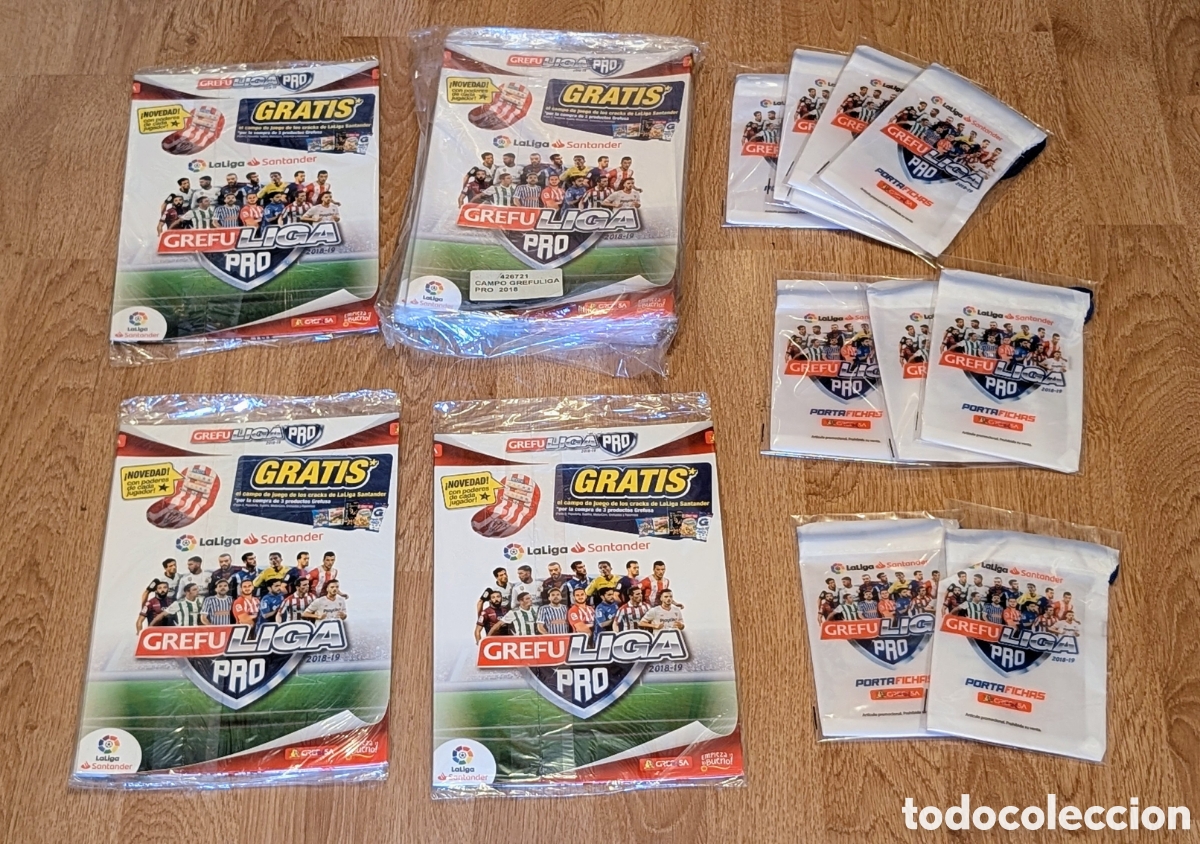 &Aacute;lbum de f&uacute;tbol completo: Grefusa. Campos de f&uacute;tbol portafichas. Grefuliga. 2018/19. Liga Santander. Matutano, Cheetos, Ruffle