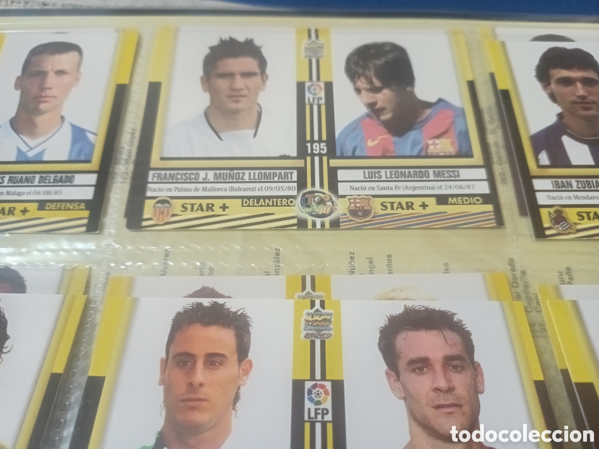 &Aacute;lbum de f&uacute;tbol completo: ROOKIE MESSI 195 / RAMOS 191 Mundicromo &Aacute;LBUM TOP LIGA 2005 EDICI&Oacute;N LIMITADA completa 207 cromos