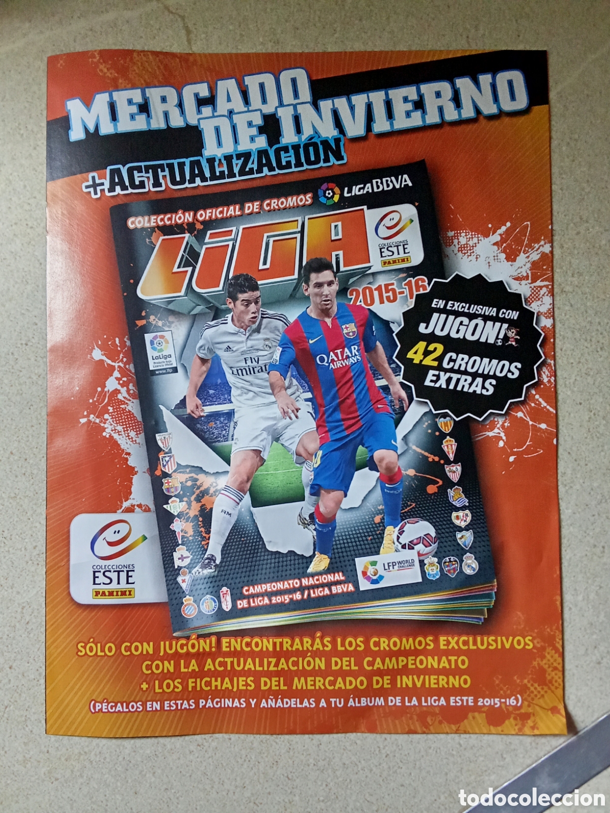 &Aacute;lbum de f&uacute;tbol completo: HOJAS MERCADO INVIERNO LIGA ESTE 2015 2016, SIN CROMOS