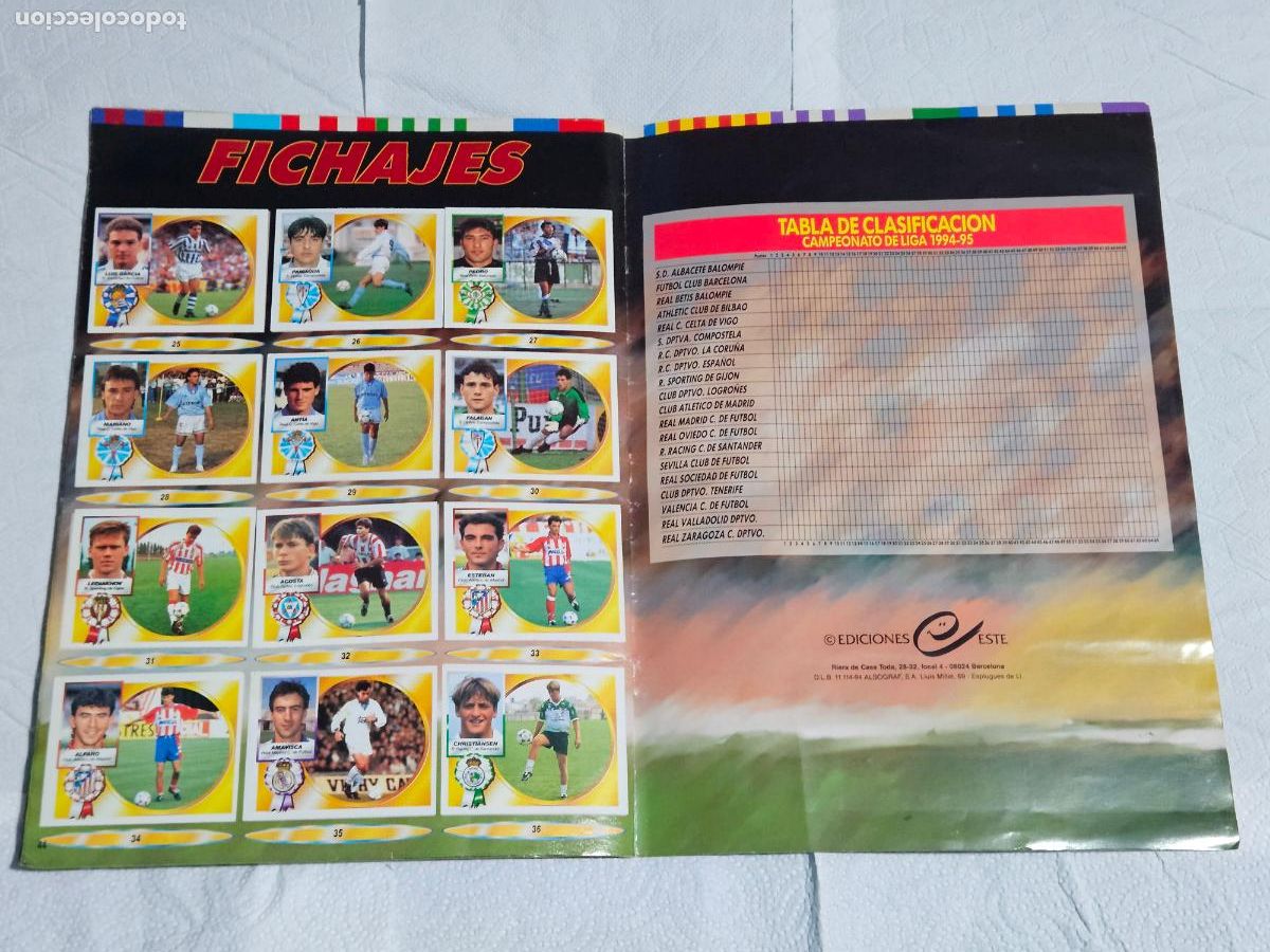 &Aacute;lbum di calcio completo: Album Liga 94 95 album 1994 1995 - con muchos cromos y cromos ventanilla y fichajes